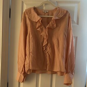 Madewell Apricot Ruffle Button-Up Blouse